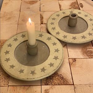 Vintage Farmhouse Primitive Style Candlestick Holders